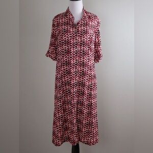 J. Jill triangle geo print button from‎ collared dress size 12P $119 new